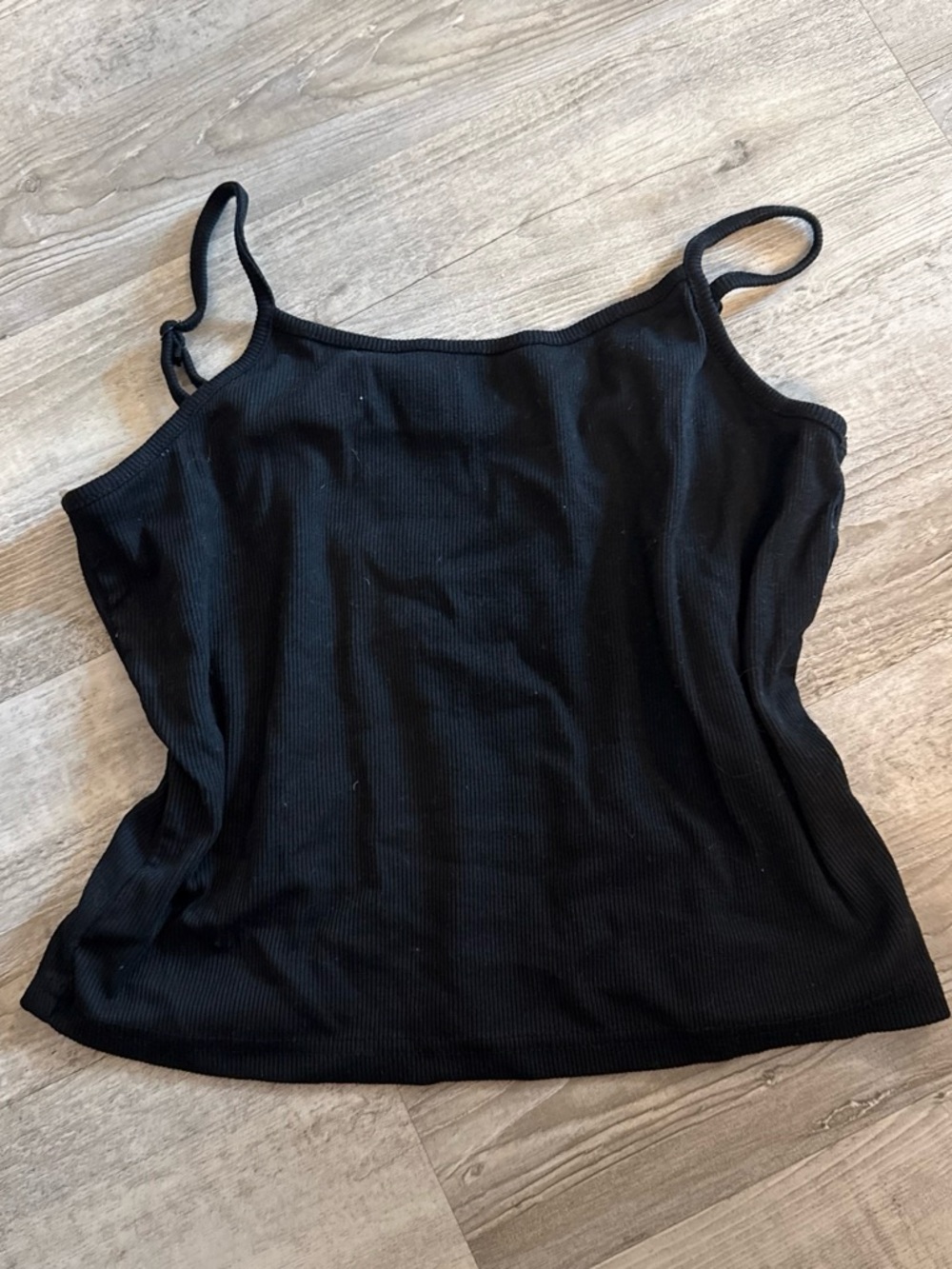 SHEIN Black Ribbed Spaghetti Strap Camisole